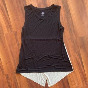 LOGO by Laurie Goldstein Layers Black Sleeveless Tunic Top, Medium
